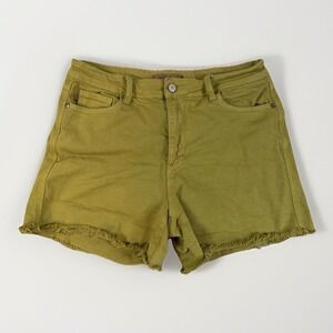 Judy Blue Mid Rise Women's XL Garment Dyed Matcha Green Frayed Hem Shorts